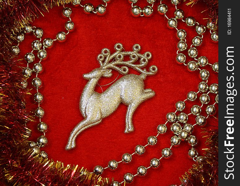 Christmas tree decoration golden deer photography. Christmas tree decoration golden deer photography