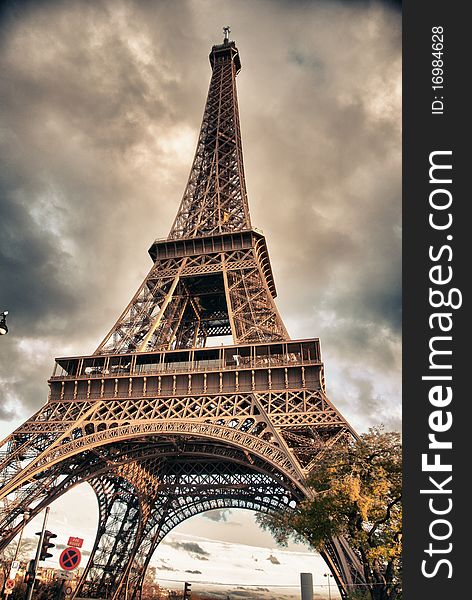 Bottom-Up view of Eiffel Tower in Paris