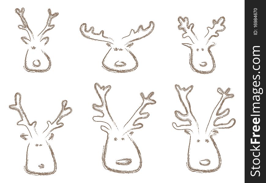Various heads of elks for design picture. Various heads of elks for design picture