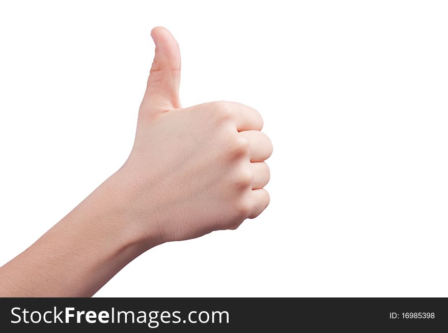 Thumbs up on white background