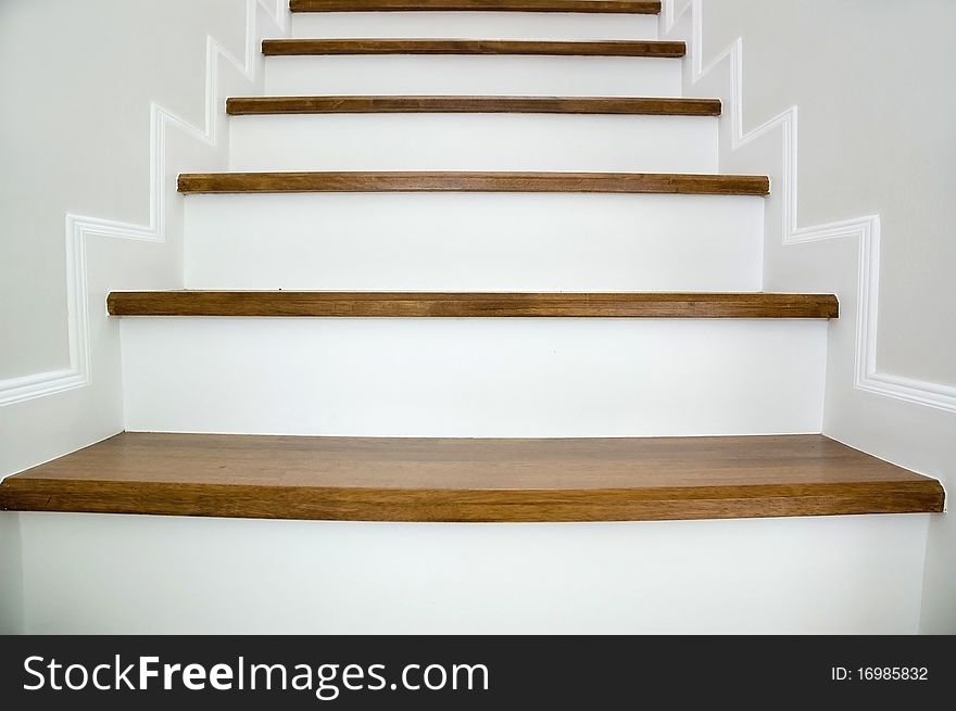 Simple wood stairway in home