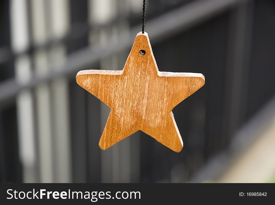 Close up of wooden star decoration