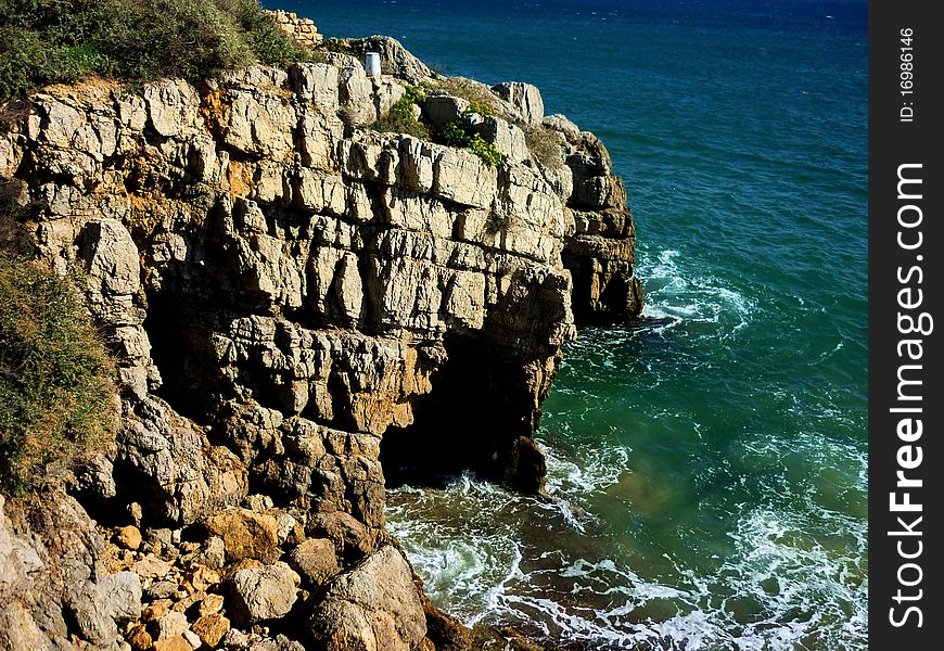Rocks cave tarragona coast , spain