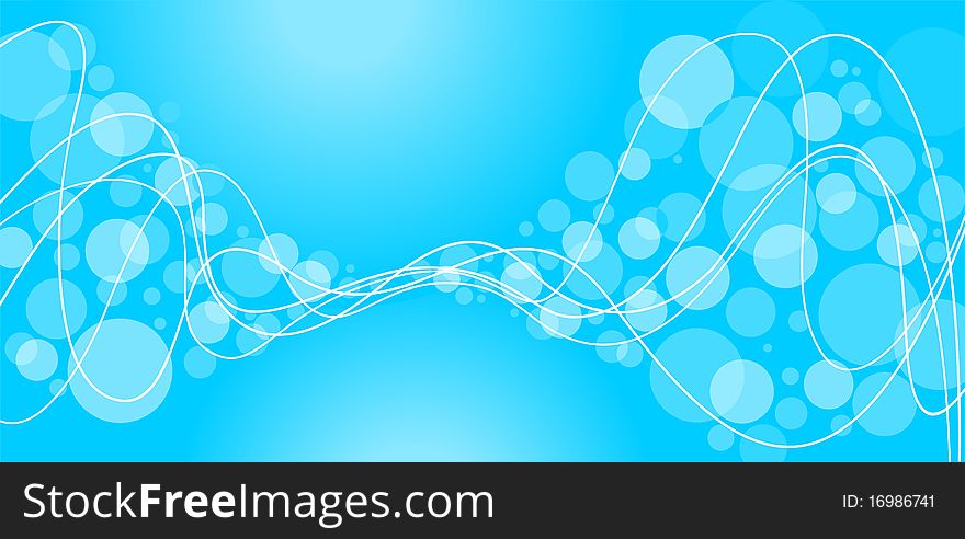 Horizontal abstract blue background with circles