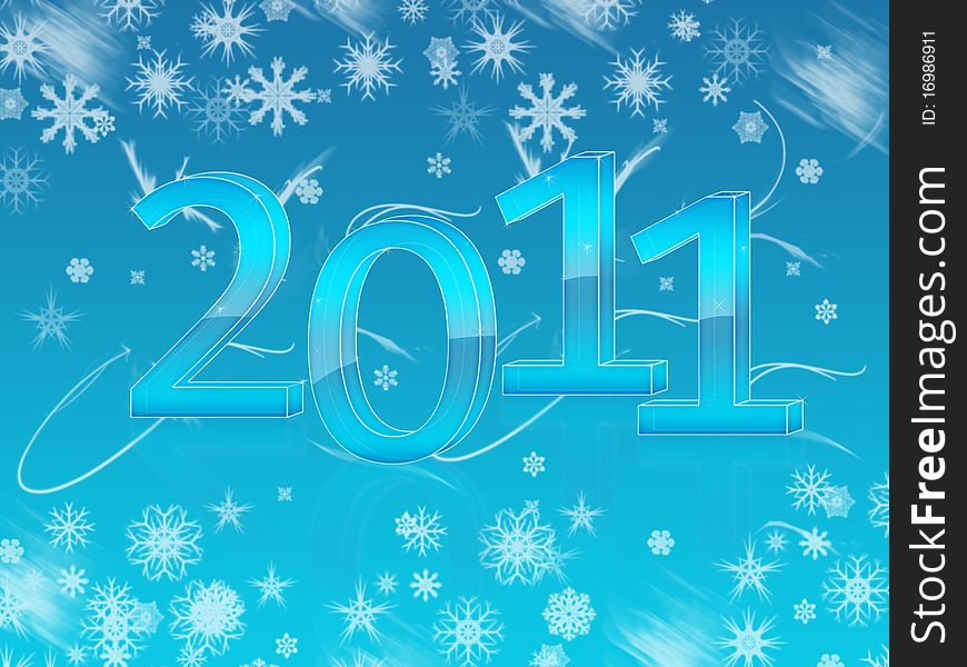 New year wallpaper for 2011 with snowflakes