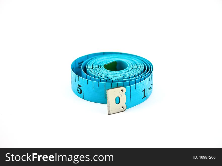 Roll of measuring tape isolated on white background