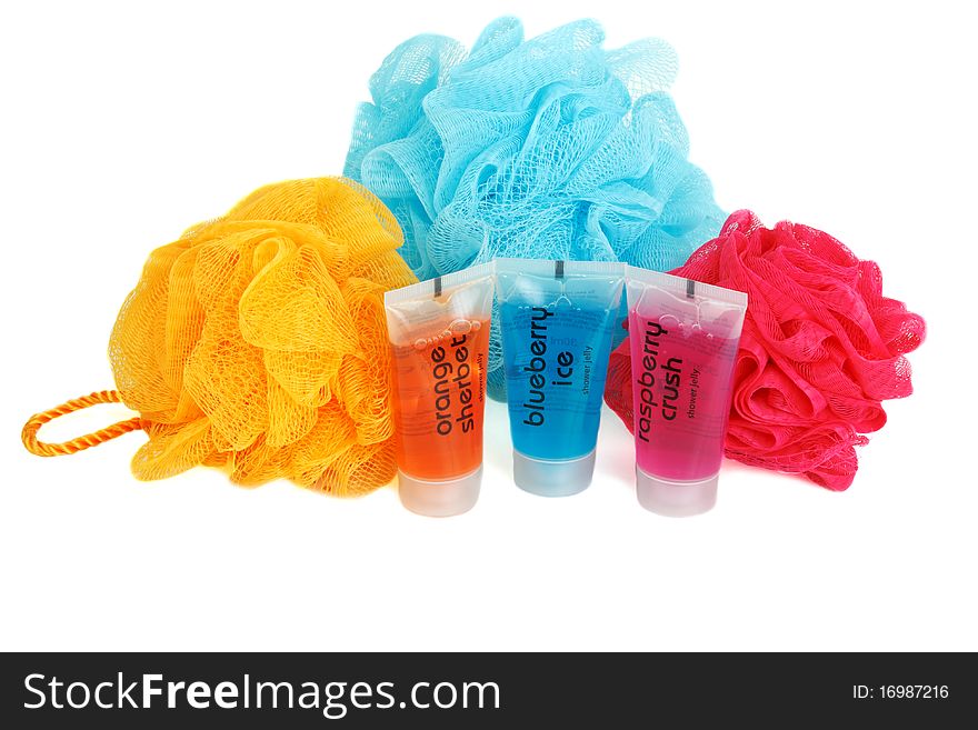 Set for bath colour sponges