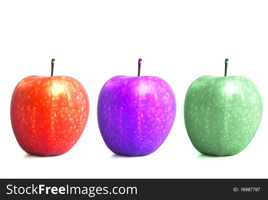 Multicolor apples on white background