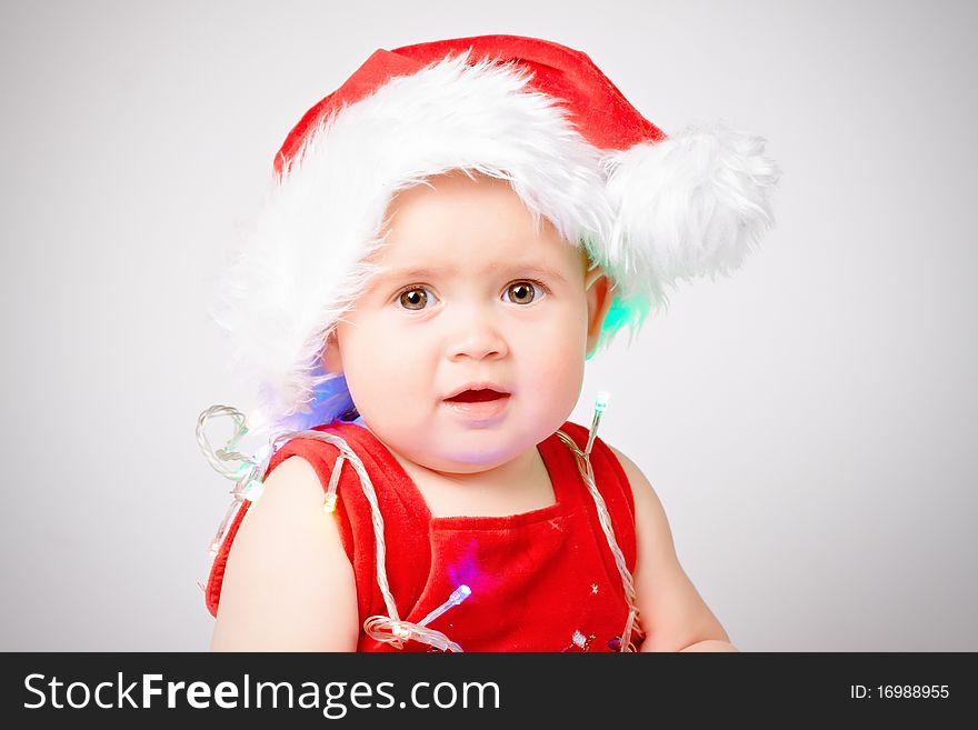 Baby in Santa Claus hat