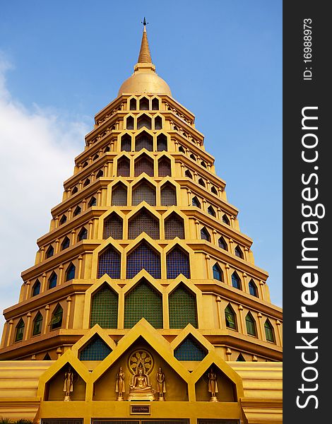 Yellow Stupa in temple Thailand