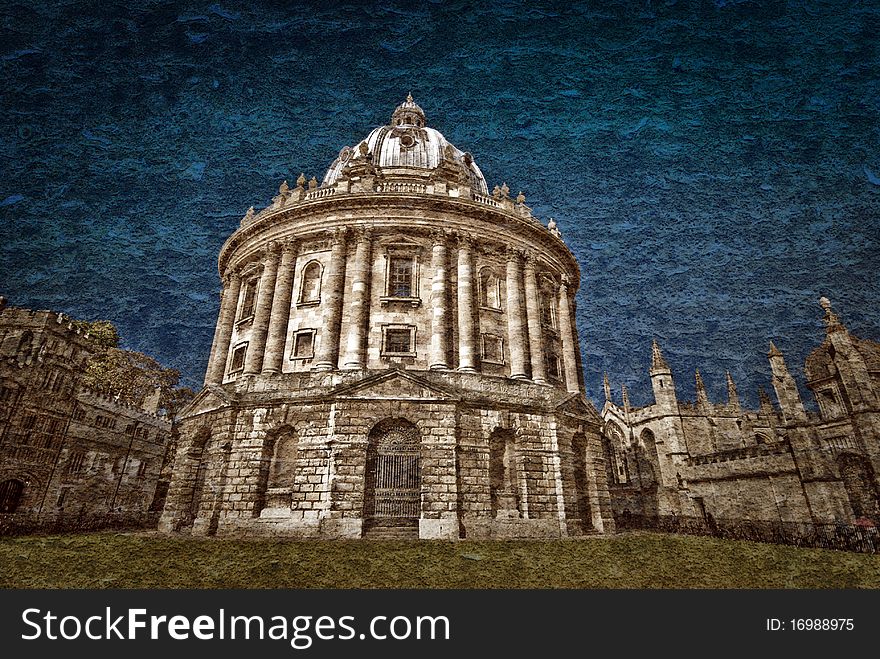 Radcliffe Camera and part of All Souls College in Oxford , Oxfordshire, England. Artistic postcard of my own. Radcliffe Camera and part of All Souls College in Oxford , Oxfordshire, England. Artistic postcard of my own.