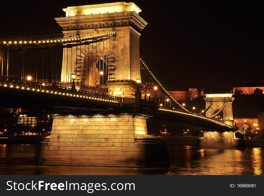 Chain bridge in Budapest above the Danube