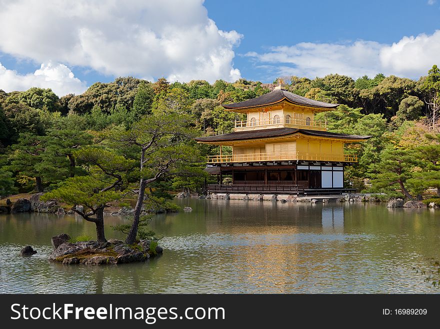 Kinkaku-ji (The Golden Pavilion) in Kyoto, Japan looking over a pond