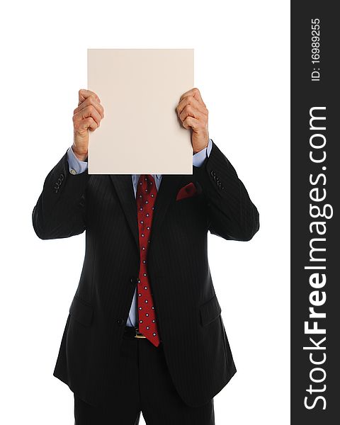 Businessman standing with hands in his puckets isolated on a white background