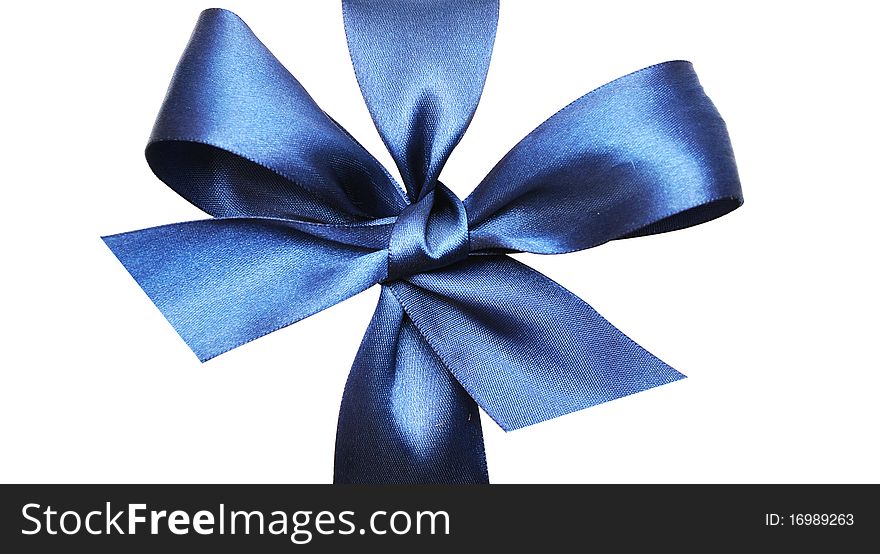 Dark blue bow isolated on white background