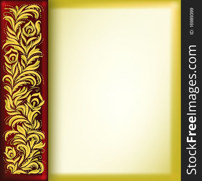 Abstract background with golden floral ornament. Abstract background with golden floral ornament