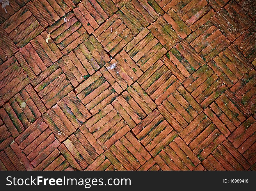 Old red brick wall background