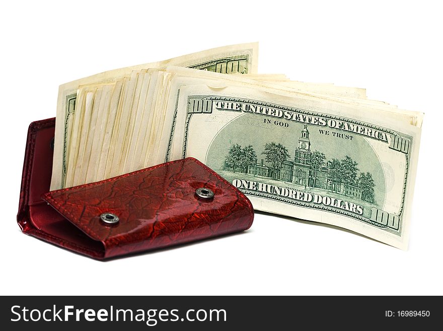 Wallet with many hundred dollars. Wallet with many hundred dollars