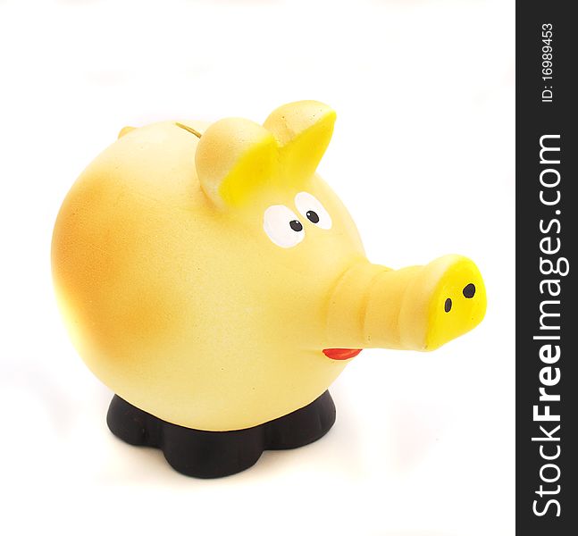 Piggy bank on white background close up