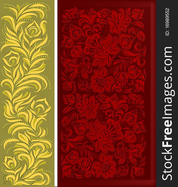Abstract background with gold floral ornament