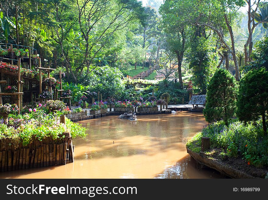 Garden near water in Thailand