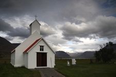 Typical Icelandic Wooden Church With Grey Clouds Royalty Free Stock Images Typical Icelandic Wooden Church With Grey Clouds Royalty Free Stock Images