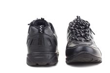 Black Leather Shoes On A White Background Stock Photo