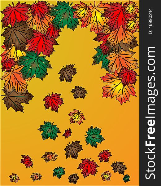 Colorful autumn maple leaves falling down background. Colorful autumn maple leaves falling down background