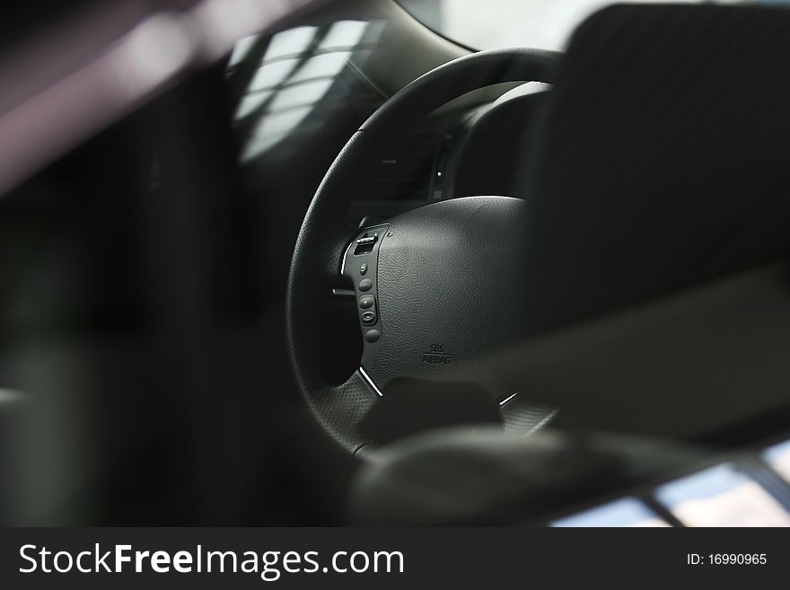 Interior of a luxury car, close-up photo