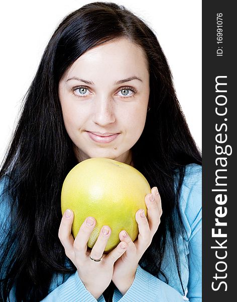 Girl Holding Yellow Pomelo