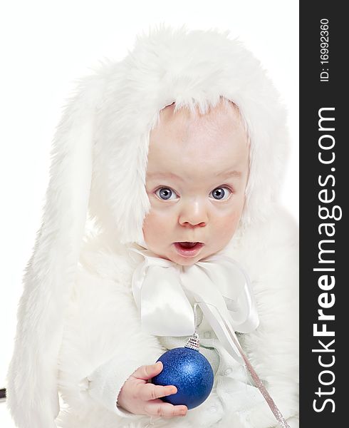 Beautiful Baby Boy In A Rabbit Fancy Dress