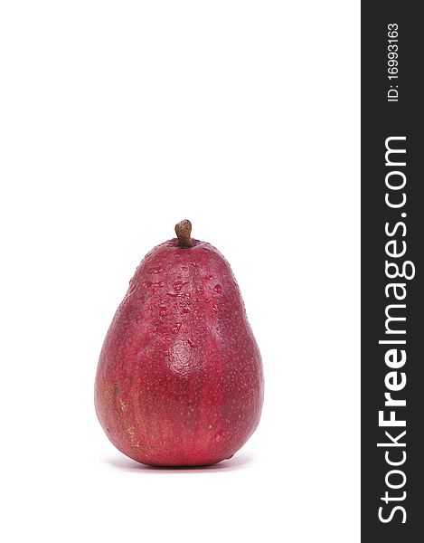 Single Red Pear Isolated on a White Background