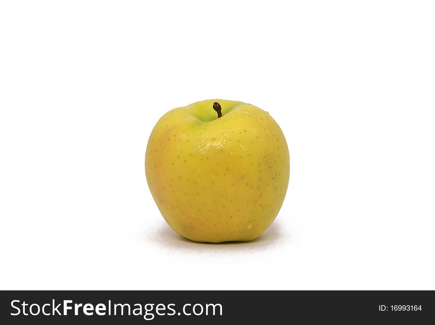 Single Yellow Apple Isolated on a White Background