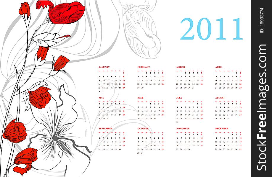 Romantic calendar for 2011