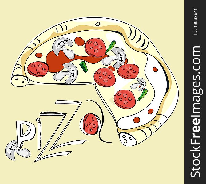 Pizza. Universal template for greeting card, web page, background