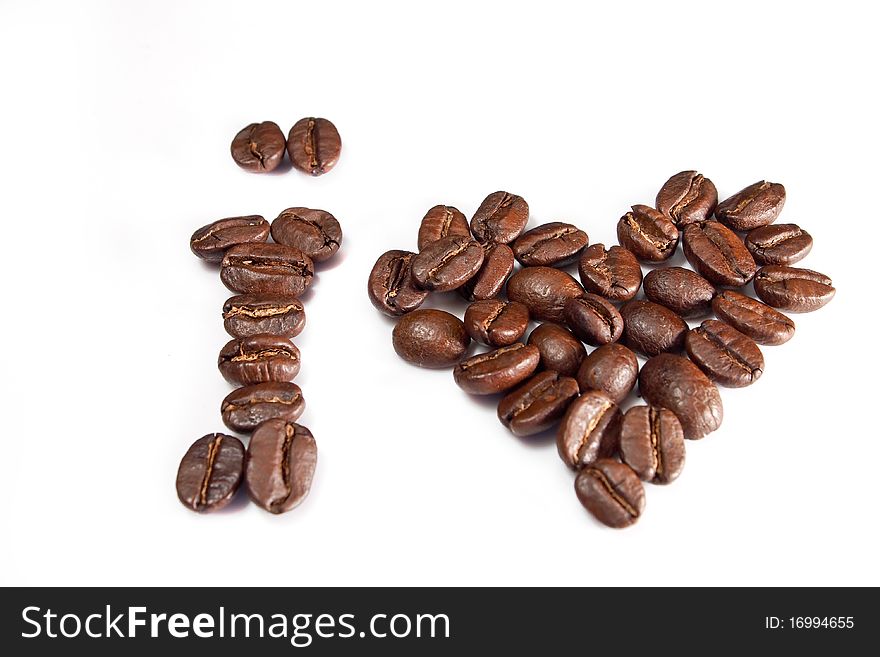 I love coffee isolated on white background