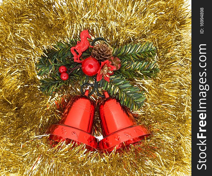 Holiday decoration on gold background