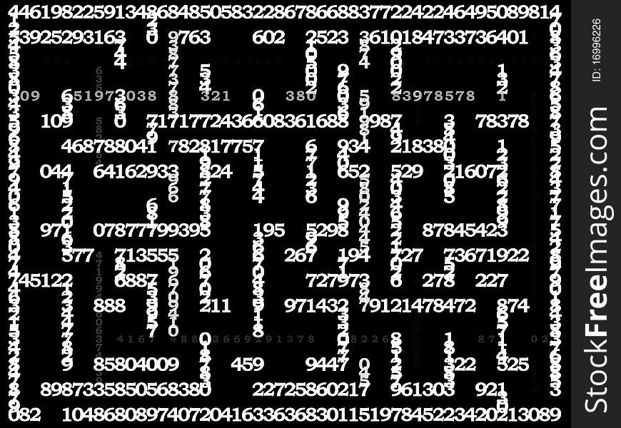 Labyrinth made of digits executed against plain background. Labyrinth made of digits executed against plain background