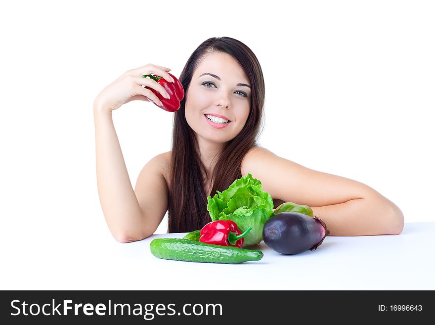 Young girl with  vegetables