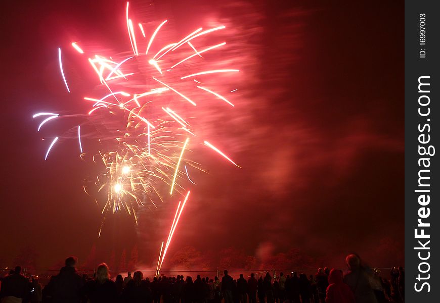 Fireworks celebrating Guy Fawkes night in Barkingside recreational ground. Fireworks celebrating Guy Fawkes night in Barkingside recreational ground.