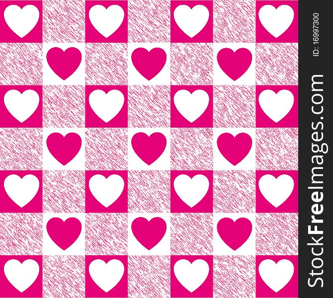 Cute pink and white checkered heart pattern; perfect for Valentine's projects