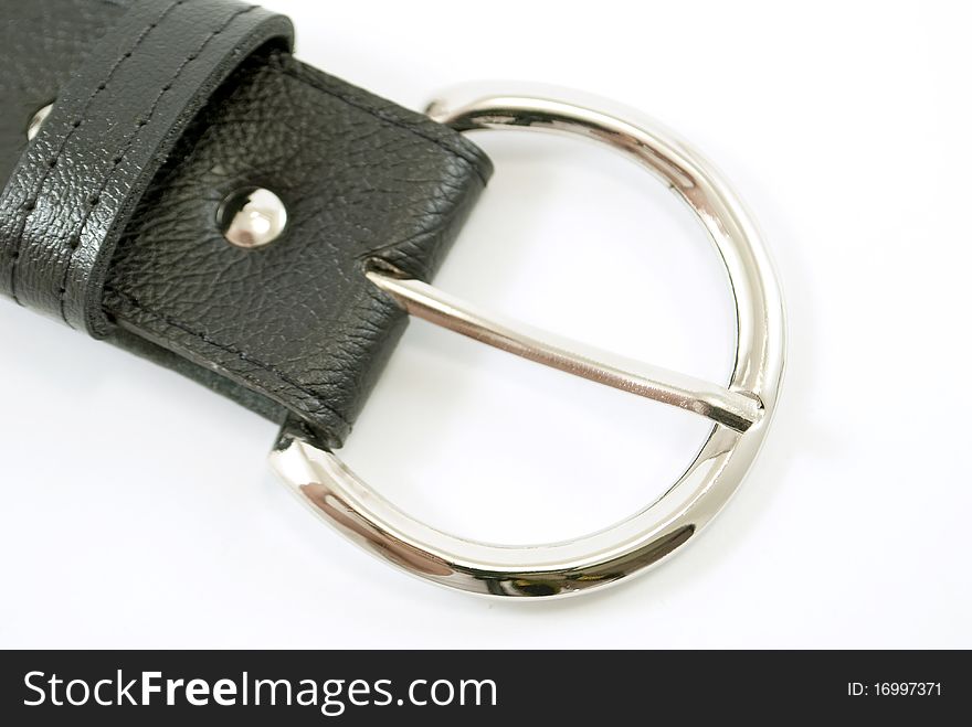 Leather belt buckle isolated on white background