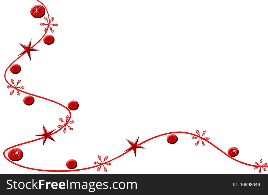 Christmas Illustration with Balls and lines flowers RED. Christmas Illustration with Balls and lines flowers RED