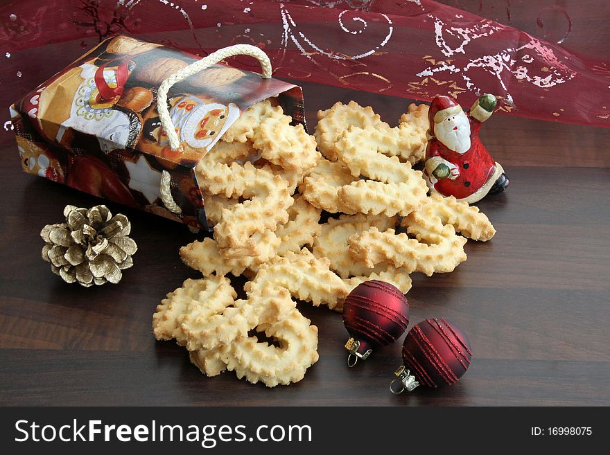 Christmas cookies in a Christmas bag