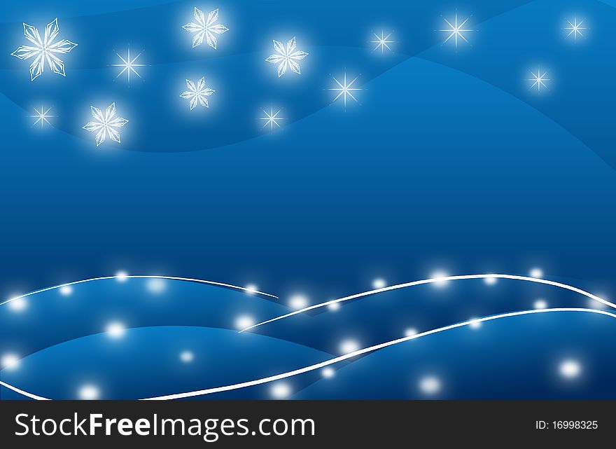 Christmas stars blue lines card white snowflakes. Christmas stars blue lines card white snowflakes