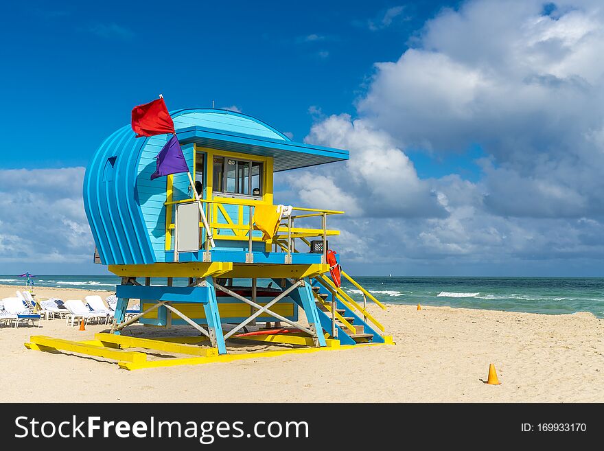 Lifeguard stand in Miami beach, Florida