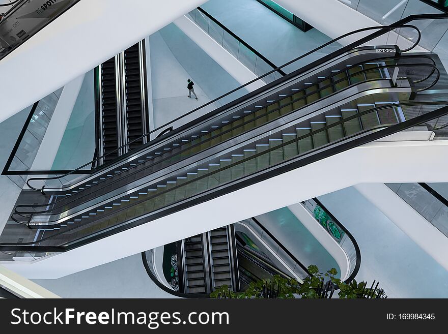 Escalators In A Department Store In Bangkok.