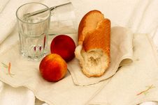 Crusty Bread And Fruit Snack Stock Photography Crusty Bread And Fruit Snack Stock Photography