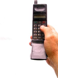 Cell Phone In Hand Over White Royalty Free Stock Images