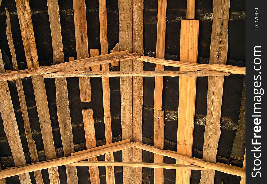 Village roof, this construction covered straw in open air. Village roof, this construction covered straw in open air